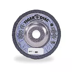 Weiler 804-50504 Tiger Premium Type 29 Angled Flap Disc, Zirconia Alumina, 60 Grit, 5/8", 15000 rpm, 4"