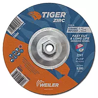 Weiler TIGER Zirc Concave (Type 28) Zirconium Grinding Wheel - 24 Grit - 7 in Diameter - 5/8 in - 11 Nut Center Hole