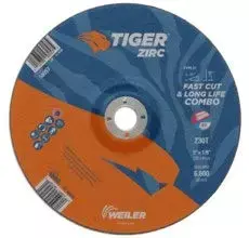 Weiler TIGER Standard (Type 27) Zirconium Combo Wheel - 30 Grit - 9 in Diameter - 1/8 in Thick - 58058 [PRICE is per WHEEL]