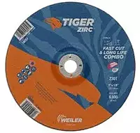 Weiler TIGER Standard (Type 27) Zirconium Combo Wheel - 30 Grit - 9 in Diameter - 1/8 in Thick - 58058 [PRICE is per WHEEL]