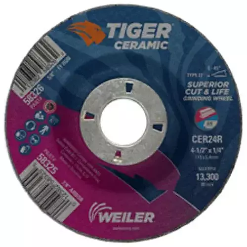 Weiler 58326 4.5 X 1/4 X 5/8-11 CER T27 Tiger Ceramic Grinding Wheels