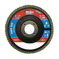 Weiler 804-31347 Vortec Pro Zirconia Alumina Type 29 Flap Disc, 120 Grit, 7/8", 13000 rpm, 4 1/2"