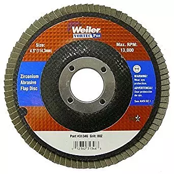 Weiler 804-31346 Vortec Pro Type 29 Flap Disc, Zirconia Alumina, 80 Grit, 7/8", 13000 rpm, 4-1/2"