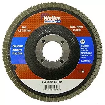 Weiler 804-31346 Vortec Pro Type 29 Flap Disc, Zirconia Alumina, 80 Grit, 7/8", 13000 rpm, 4-1/2"