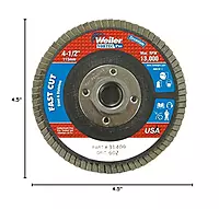 Weiler - 804-31409 31409 Vortec Pro Zirconia Alumina Type 27 Flap Disc, 60 Grit, 5/8-11 UNC, 13000 rpm, 4 1/2" (Set of 1/EA)