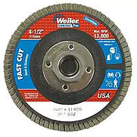 Weiler - 804-31409 31409 Vortec Pro Zirconia Alumina Type 27 Flap Disc, 60 Grit, 5/8-11 UNC, 13000 rpm, 4 1/2" (Set of 1/EA)