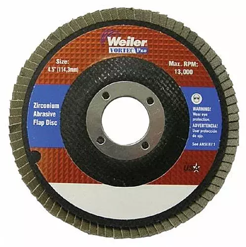 Weiler 804-31358 Vortec Pro Type 29 Flap Disc, Zirconia Alumina, 80 Grit, 7/8", 12000 rpm, 5"