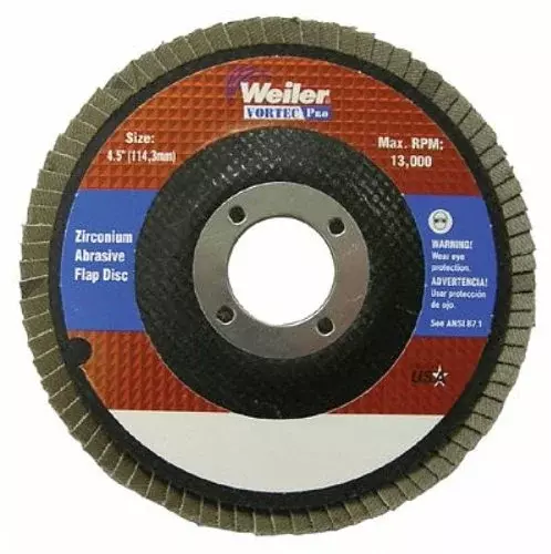 Weiler 804-31358 Vortec Pro Type 29 Flap Disc, Zirconia Alumina, 80 Grit, 7/8", 12000 rpm, 5"