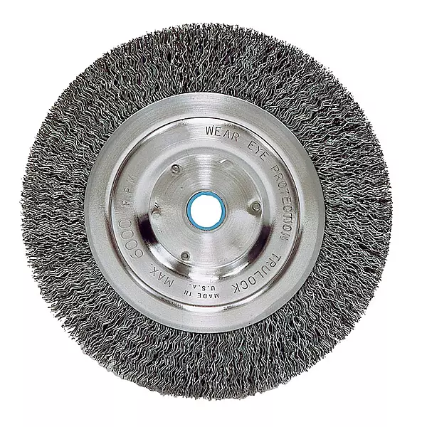 Weiler Vortec Pro Stainless Steel Wheel Brush 0.014 in Bristle Diameter - Arbor Attachment - 6 in Outside Diameter