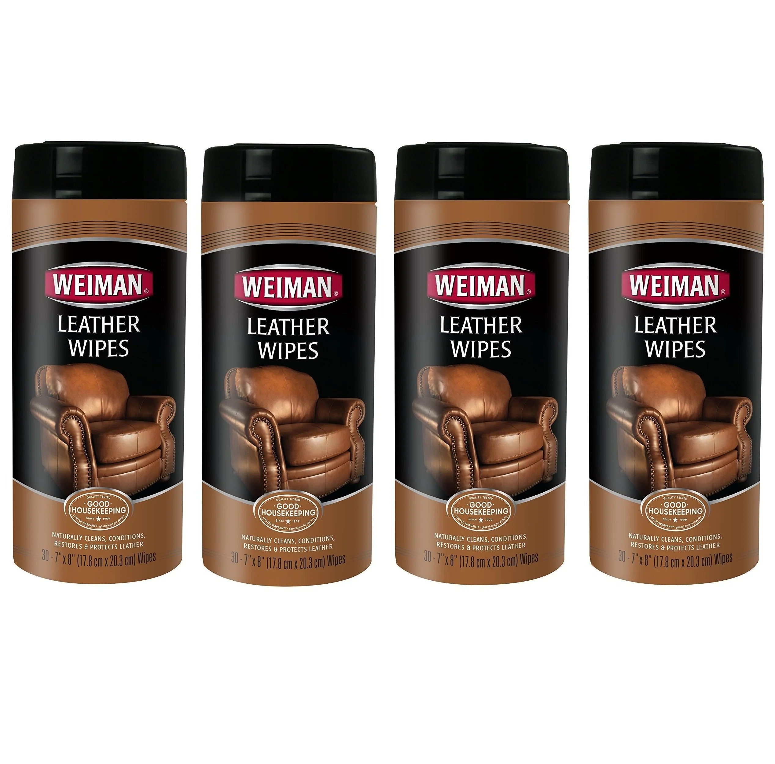 Weiman Leather Wipes - Pre‑Moistened with UV Protection - 30ct (4 Pack)