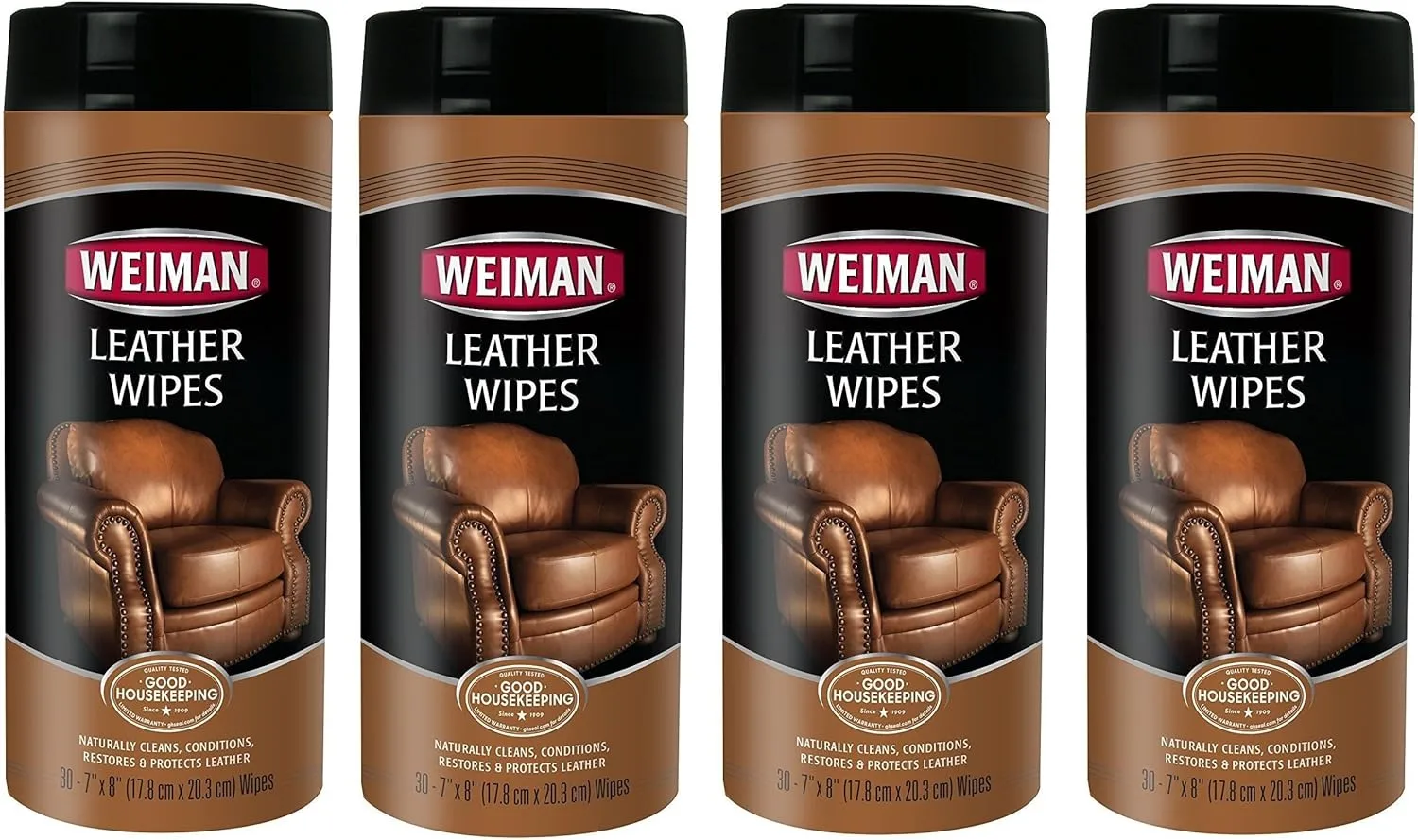 Weiman Leather Wipes - Pre‑Moistened with UV Protection - 30ct (4 Pack)