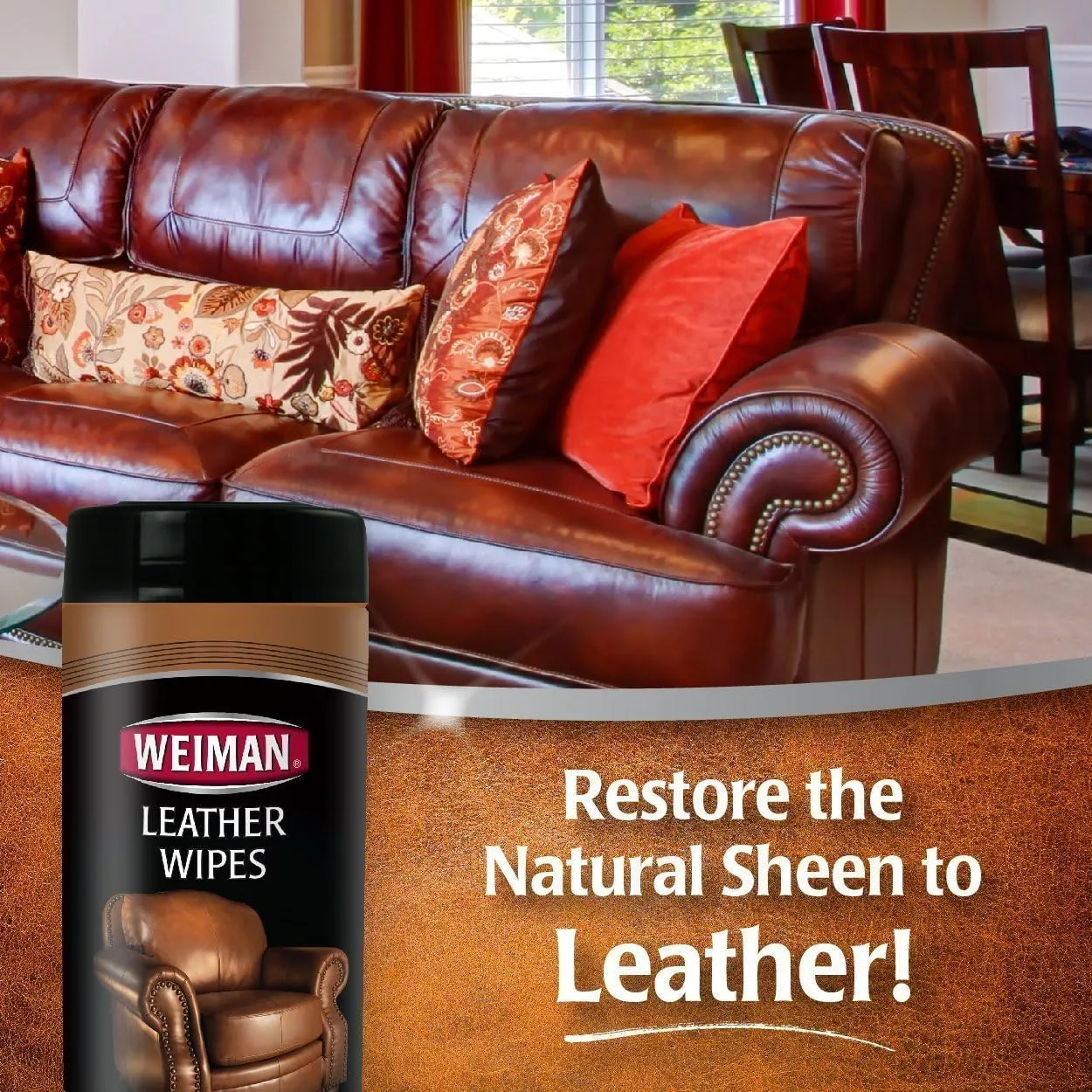 Weiman Leather Wipes - Pre‑Moistened with UV Protection - 30ct (4 Pack)