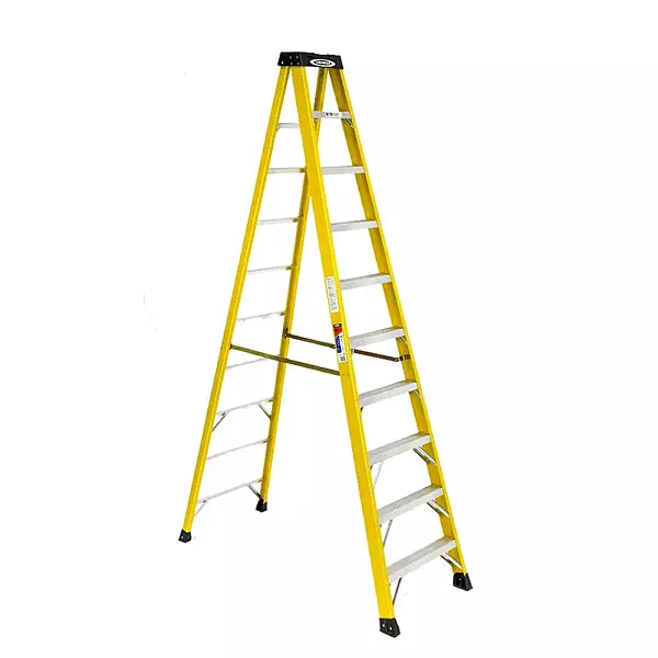 9 Step Fiberglass Foldable Step Ladder: Type IA 300 lb Capacity 10' Height