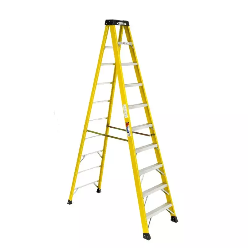 9 Step Fiberglass Foldable Step Ladder: Type IA 300 lb Capacity 10' Height