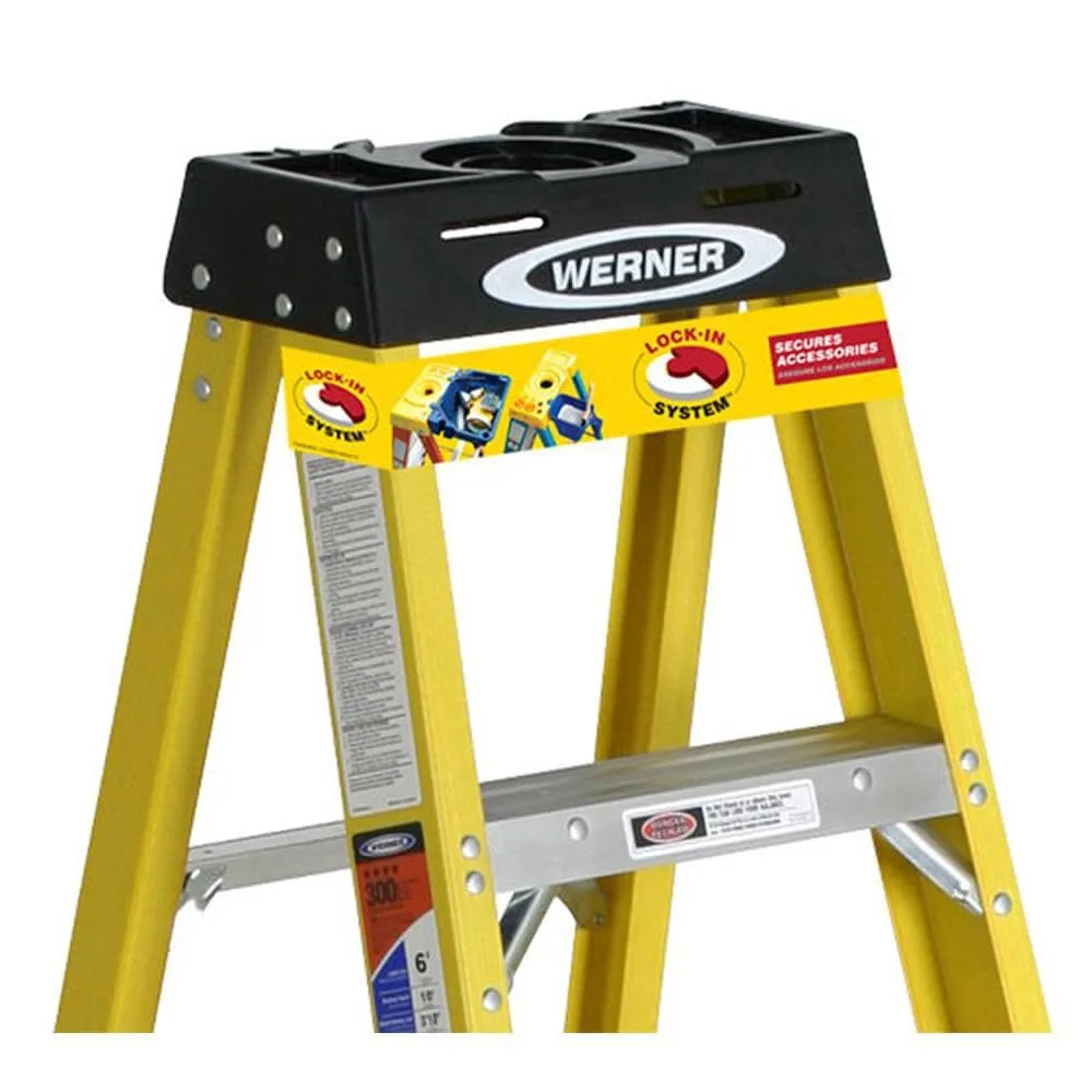 Werner, 6108, Stepladder, Fiberglass, 8 Ft. H, 300 Lb Cap