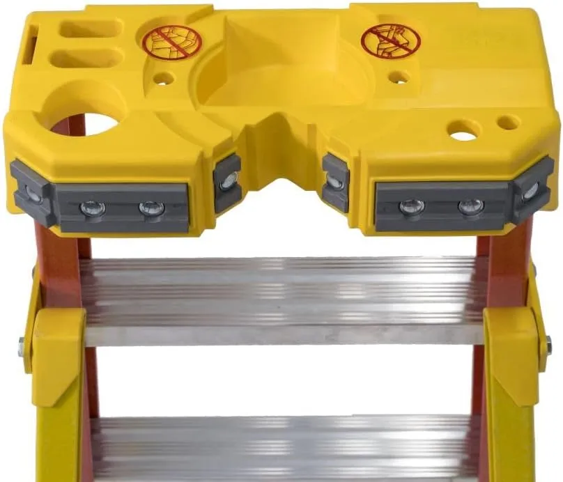 Werner L6206 Type IA Fiberglass Leaning Ladder, 5 Steps, Orange/Yellow, 300lb Load Capacity, 6' Length, 24" Width