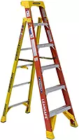 Werner L6206 Type IA Fiberglass Leaning Ladder, 5 Steps, Orange/Yellow, 300lb Load Capacity, 6' Length, 24" Width