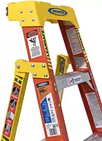 Werner L6206 Type IA Fiberglass Leaning Ladder, 5 Steps, Orange/Yellow, 300lb Load Capacity, 6' Length, 24" Width