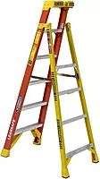 Werner L6206 Type IA Fiberglass Leaning Ladder, 5 Steps, Orange/Yellow, 300lb Load Capacity, 6' Length, 24" Width