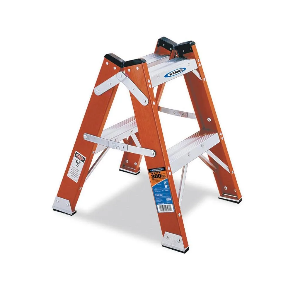 Werner T6202 Fiberglass Twin Step Stool, 2-Foot, 300 lb Capacity