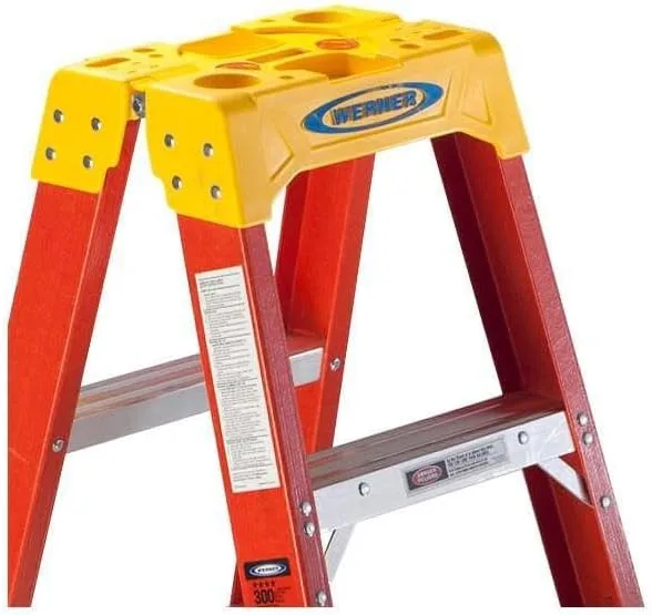 Werner (T6208) 8 ft Twin Step Ladder, Fiberglass, 300 lb Capacity