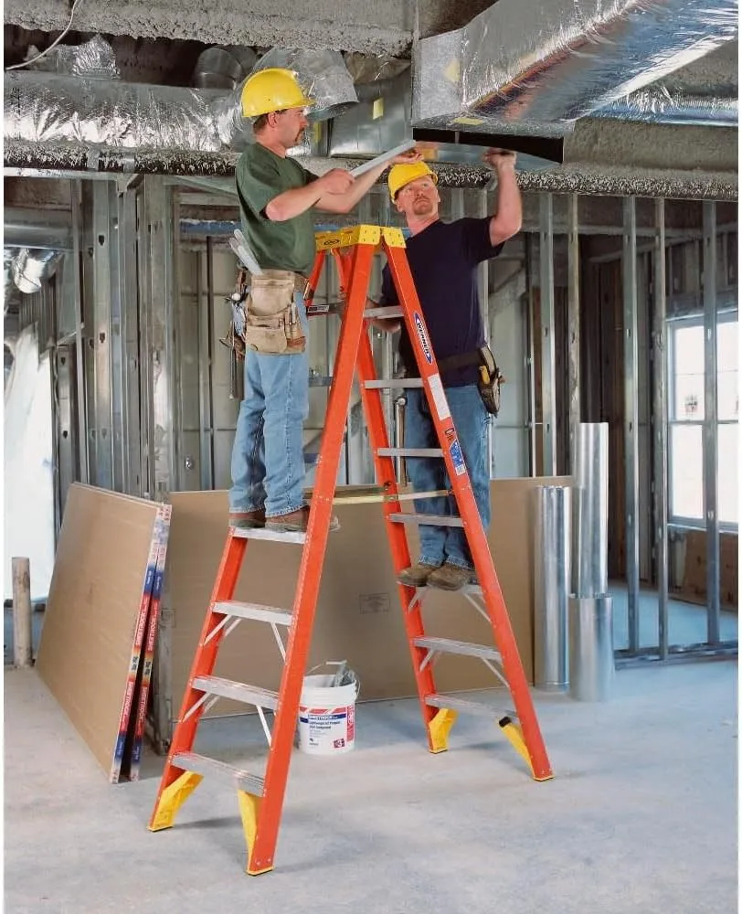 Werner (T6208) 8 ft Twin Step Ladder, Fiberglass, 300 lb Capacity