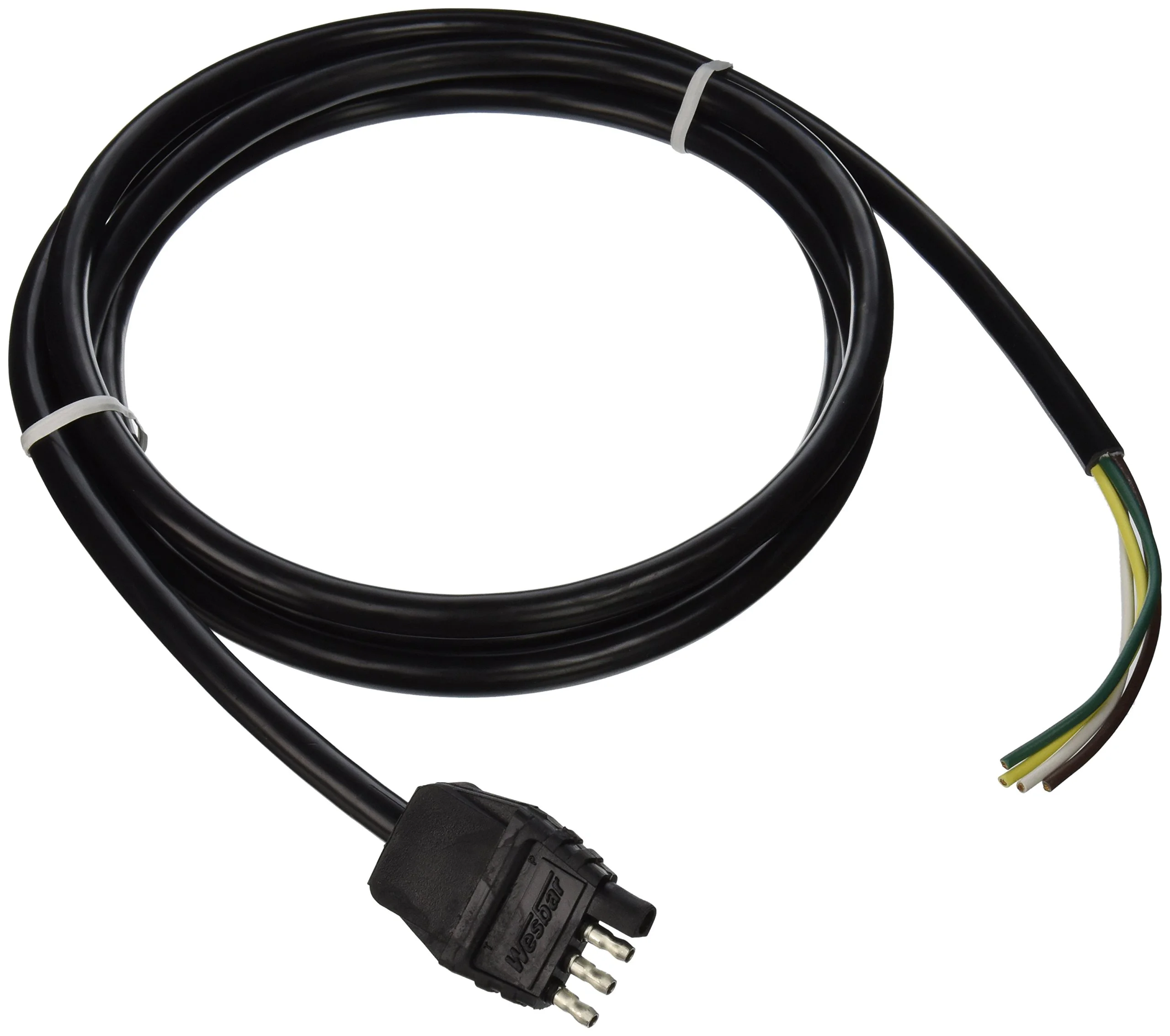Wesbar 787268 4-Way Flat Trailer Connector Wire 8ft, Weatherproof