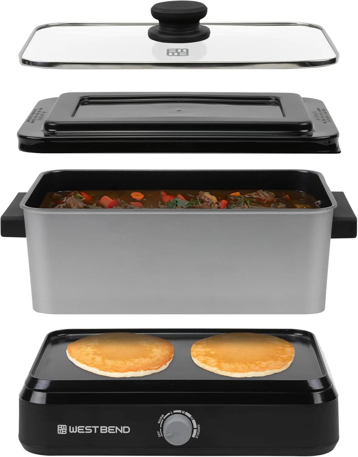 West Bend Versatility Slow Cooker Large Capacity Non-stick Cooking Vessel & Variable Temperature Heating Base Includes