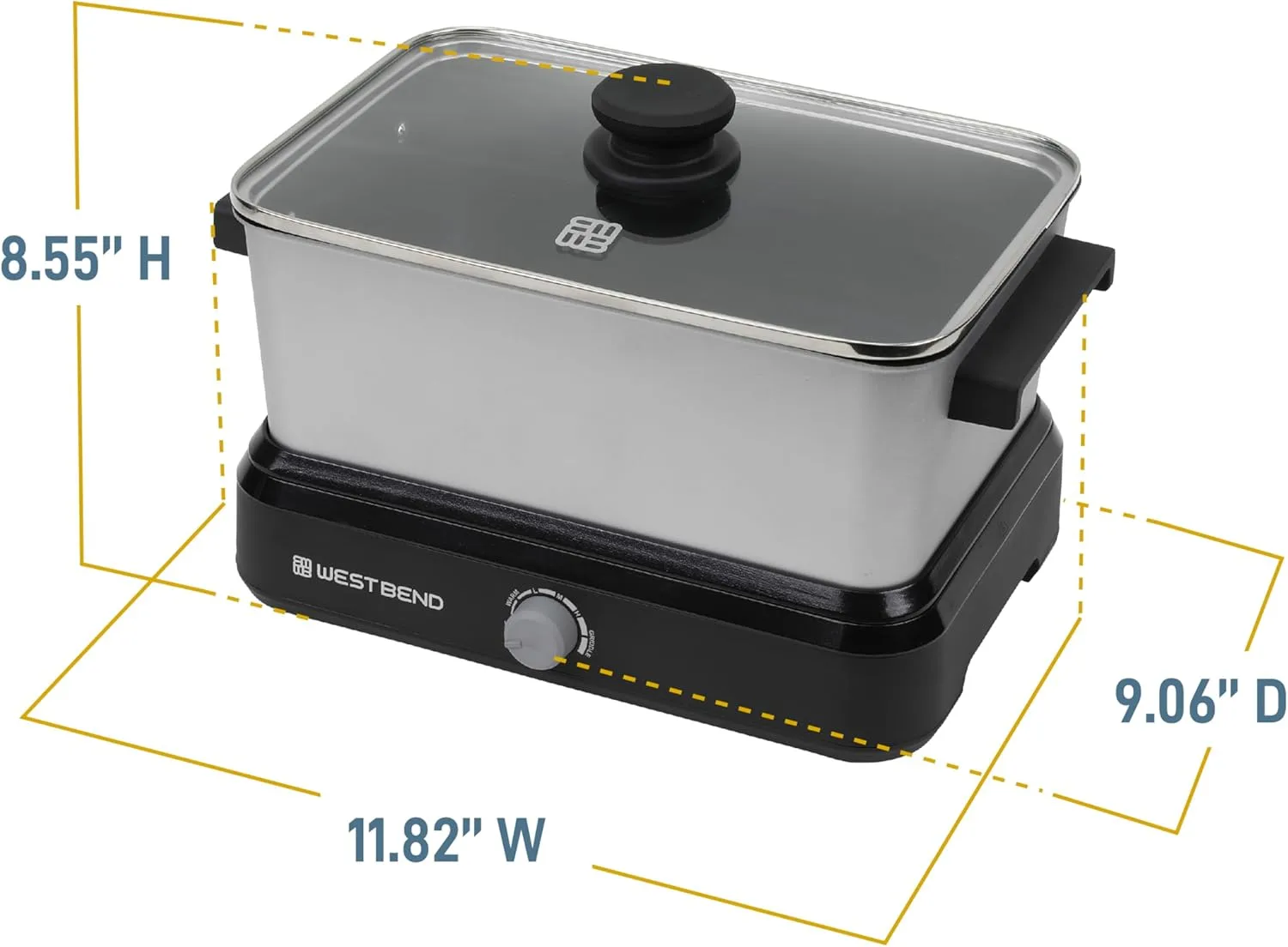 West Bend Versatility Slow Cooker Large Capacity Non-stick Cooking Vessel & Variable Temperature Heating Base Includes