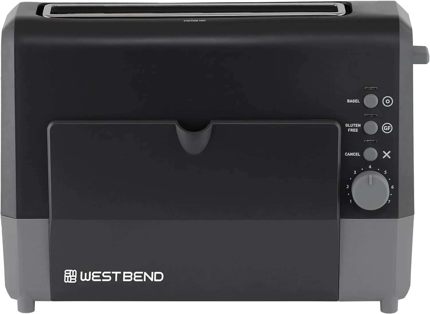 West Bend QuikServe Toaster, 2-Slice Wide-Slot Slide-Through Bread Toaster with Bagel and Gluten-Free Settings