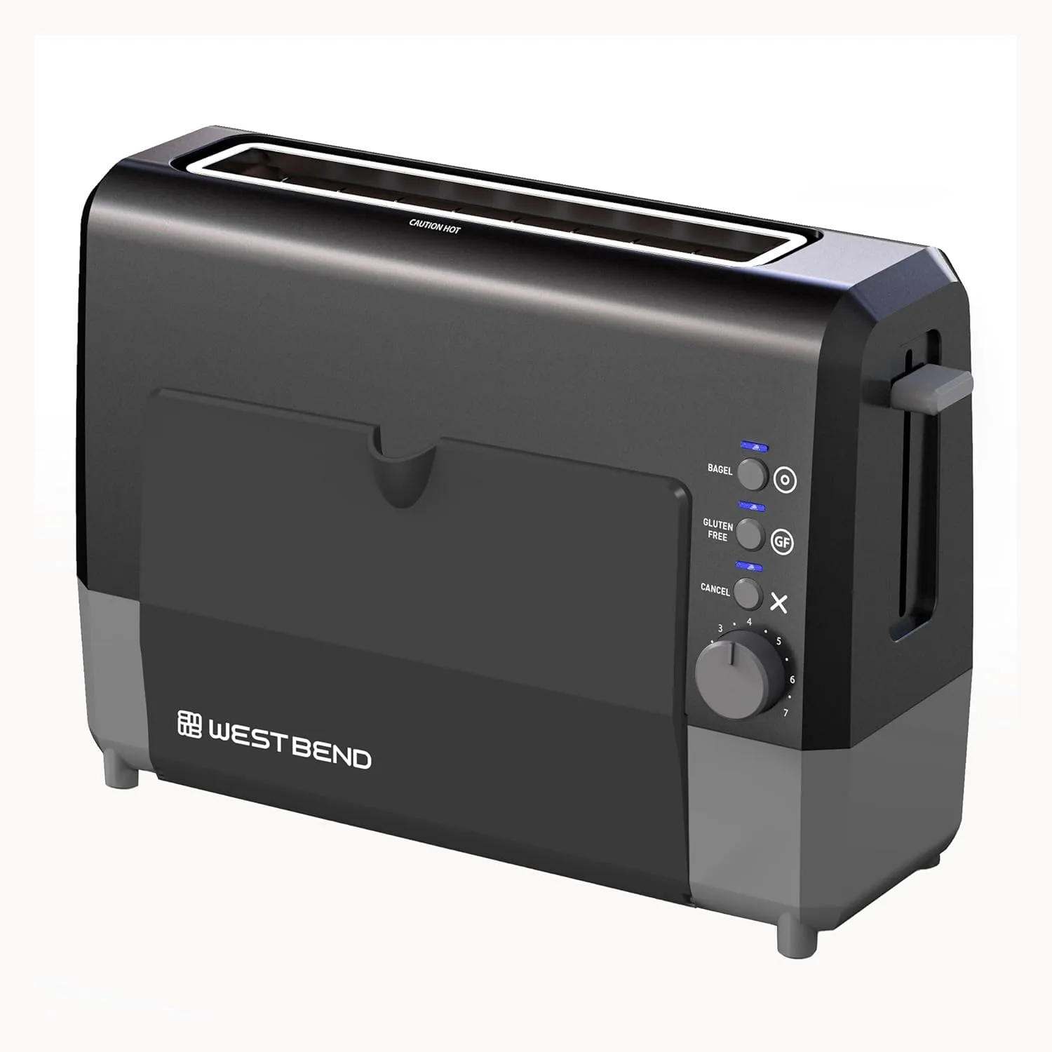 West Bend QuikServe Toaster, 2-Slice Wide-Slot Slide-Through Bread Toaster with Bagel and Gluten-Free Settings