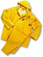 West Chester 4035/XXXXXL 35mL PVC Over Polyester 3Pcs Rain Suit, Detachable Hood - Yellow Each