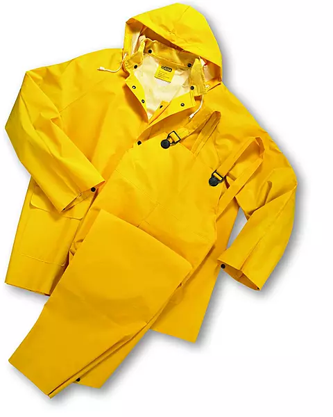 West Chester 4035FR Polyester Rain Suit [Yellow] Large, 0.35 mm PVC Coating, Limited Flammability