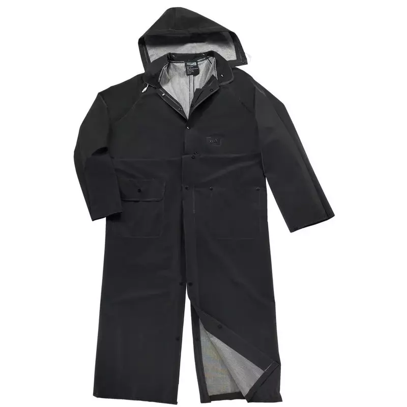 West Chester 4160BFR/3XL Limited Flammability - PVC Over Polyester 60" Rider Coat, Detachable Hood - Black Each