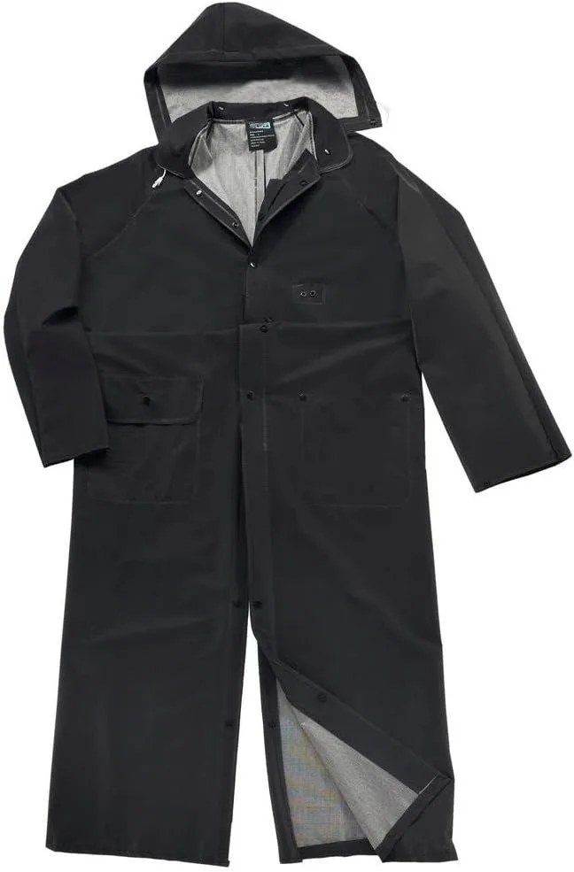 West Chester 4160BFR/3XL Limited Flammability - PVC Over Polyester 60" Rider Coat, Detachable Hood - Black Each