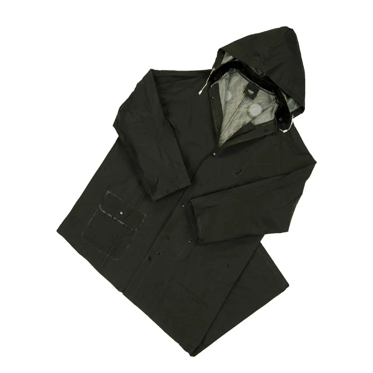 West Chester Master Gear 4160BFR Black Medium Polyester/PVC Arc Flash Protection Coat - Attached Hood - Fits 52 in Chest