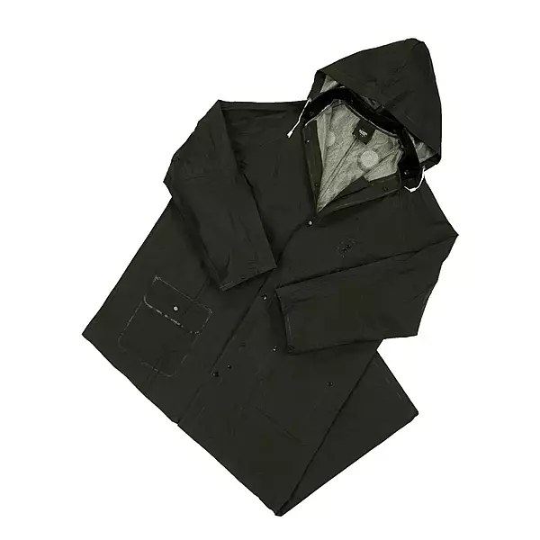 West Chester Master Gear 4160BFR Black Medium Polyester/PVC Arc Flash Protection Coat - Attached Hood - Fits 52 in Chest