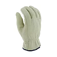 West Chester 994KP Pigskin Leather with Positherm Lining Gloves [Pack of 12] Small, Shirred Elastic Wrists, Keystone Thumb