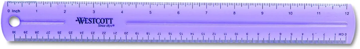 Westcott Jeweltone Plastic Ruler, 12 Inch, Assorted Transparent Colors (12975), Clear