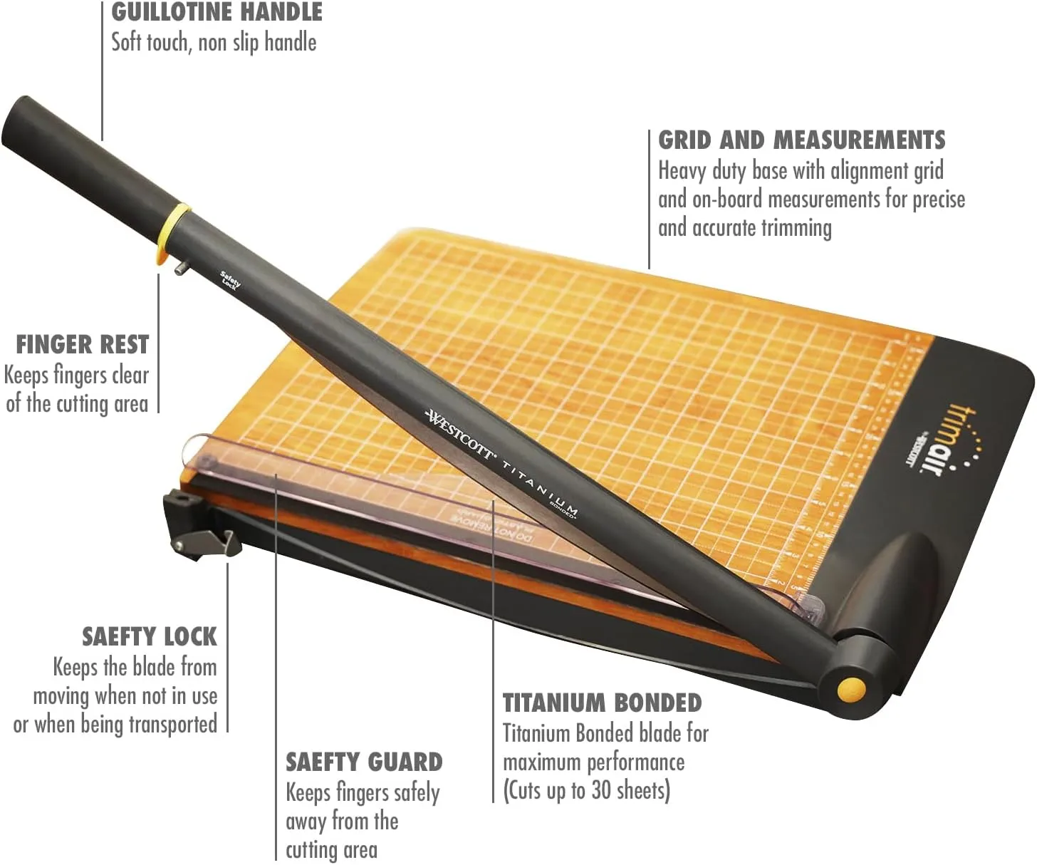 Westcott TrimAir Wood Guillotine Paper Cutter & Paper Trimmer