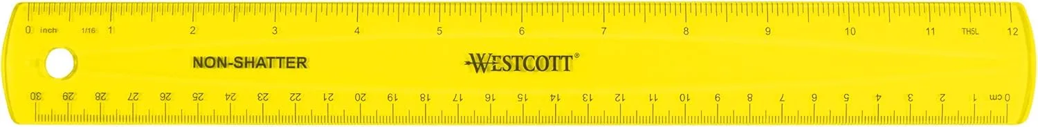 Westcott Shatterproof Ruler, Assorted Translucent Colors, 12" (Pack of 3) Single (Pack of 3) Shatterproof