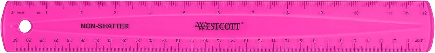 Westcott Shatterproof Ruler, Assorted Translucent Colors, 12" (Pack of 3) Single (Pack of 3) Shatterproof