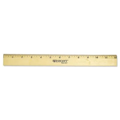 Westcott Wood Ruler with Single Metal Edge, 12 in