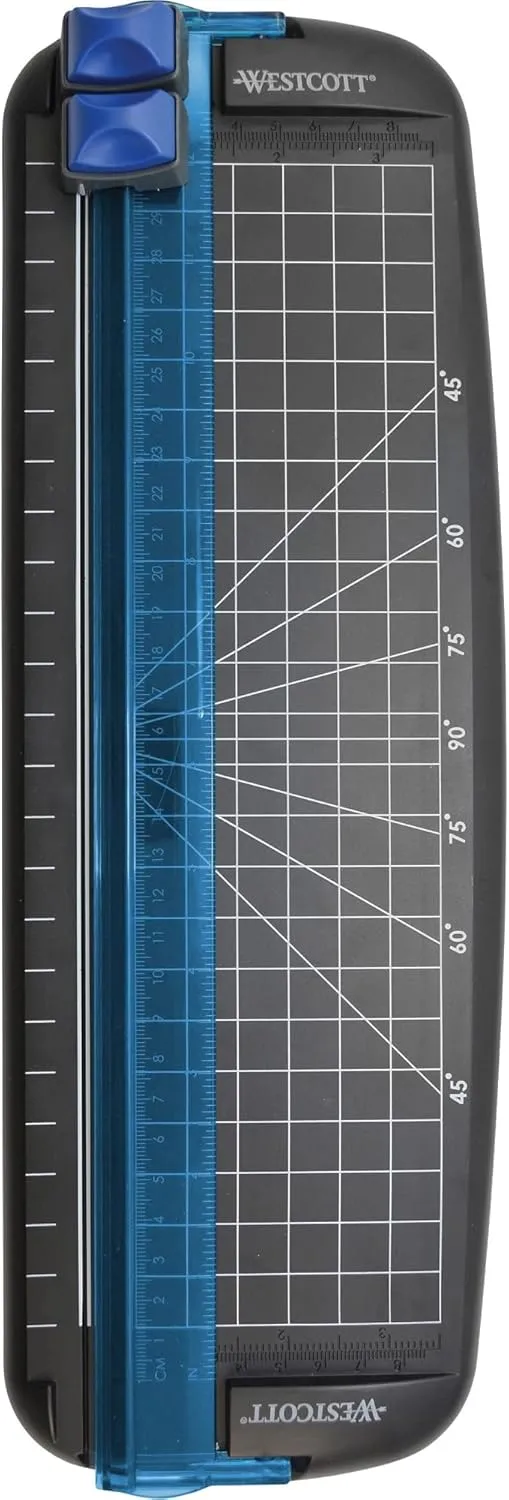 Westcott 15804 Multi-Purpose Personal Paper Trimmer, 12 in, Black/Blue