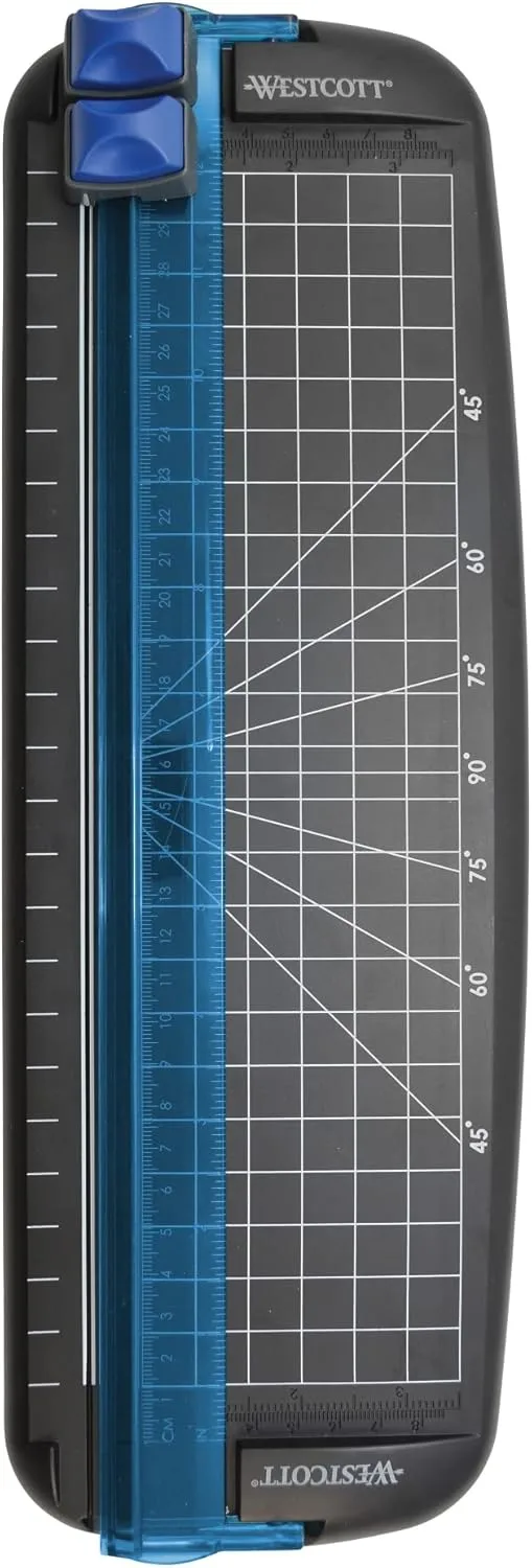 Westcott 15804 Multi-Purpose Personal Paper Trimmer, 12 in, Black/Blue