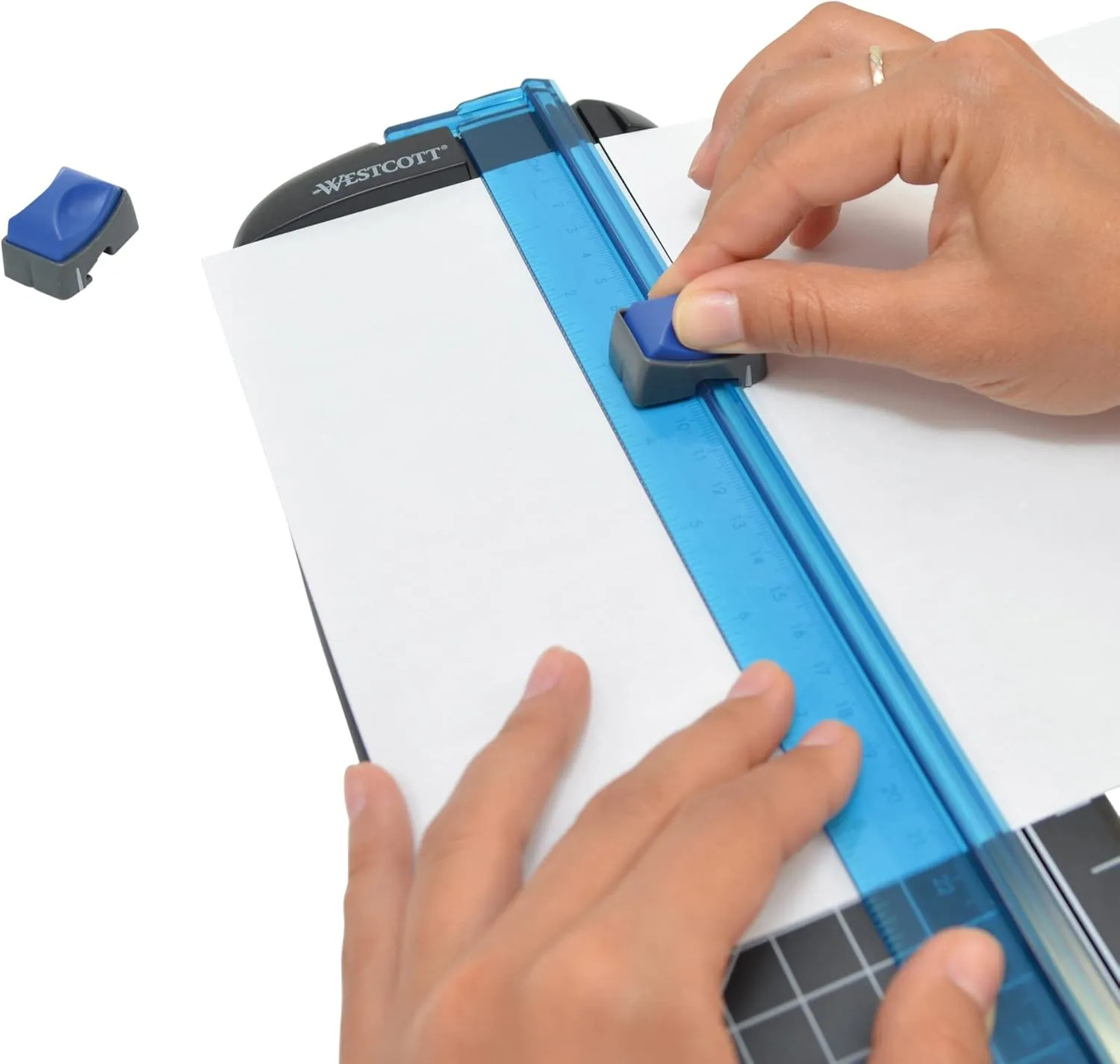 Westcott 15804 Multi-Purpose Personal Paper Trimmer, 12 in, Black/Blue