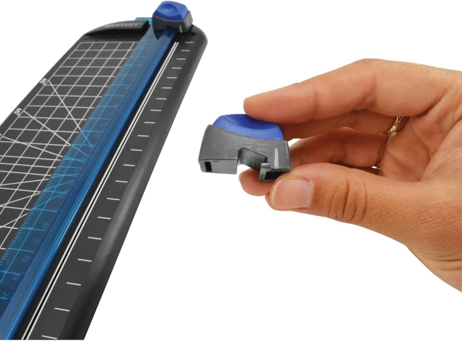 Westcott 15804 Multi-Purpose Personal Paper Trimmer, 12 in, Black/Blue