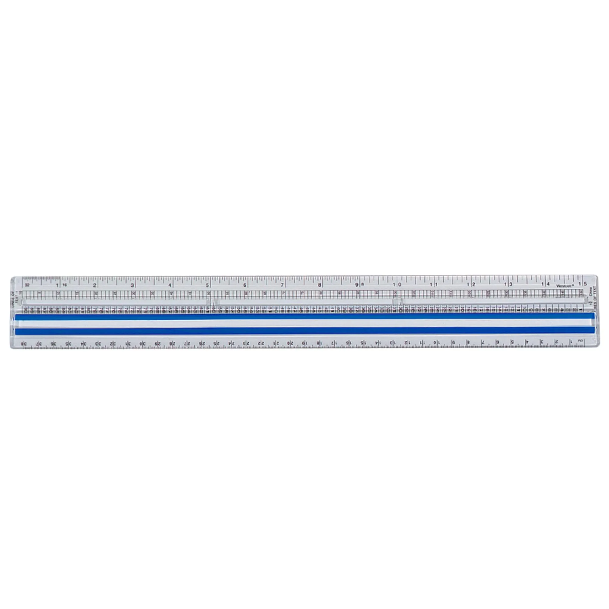 Westcott 40711 Clear Data Processing Magnifying Ruler, 15 in 1-Pack