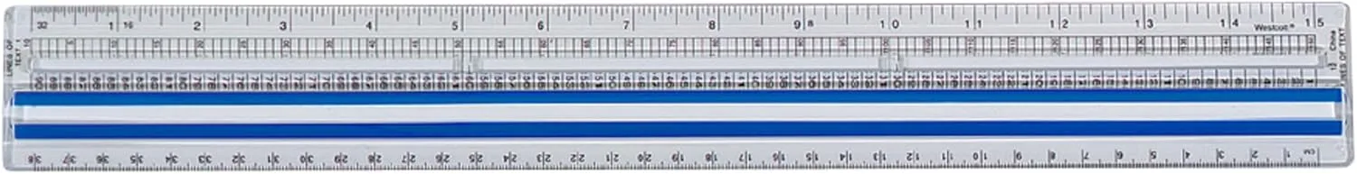 Westcott 40711 Clear Data Processing Magnifying Ruler, 15 in 1-Pack