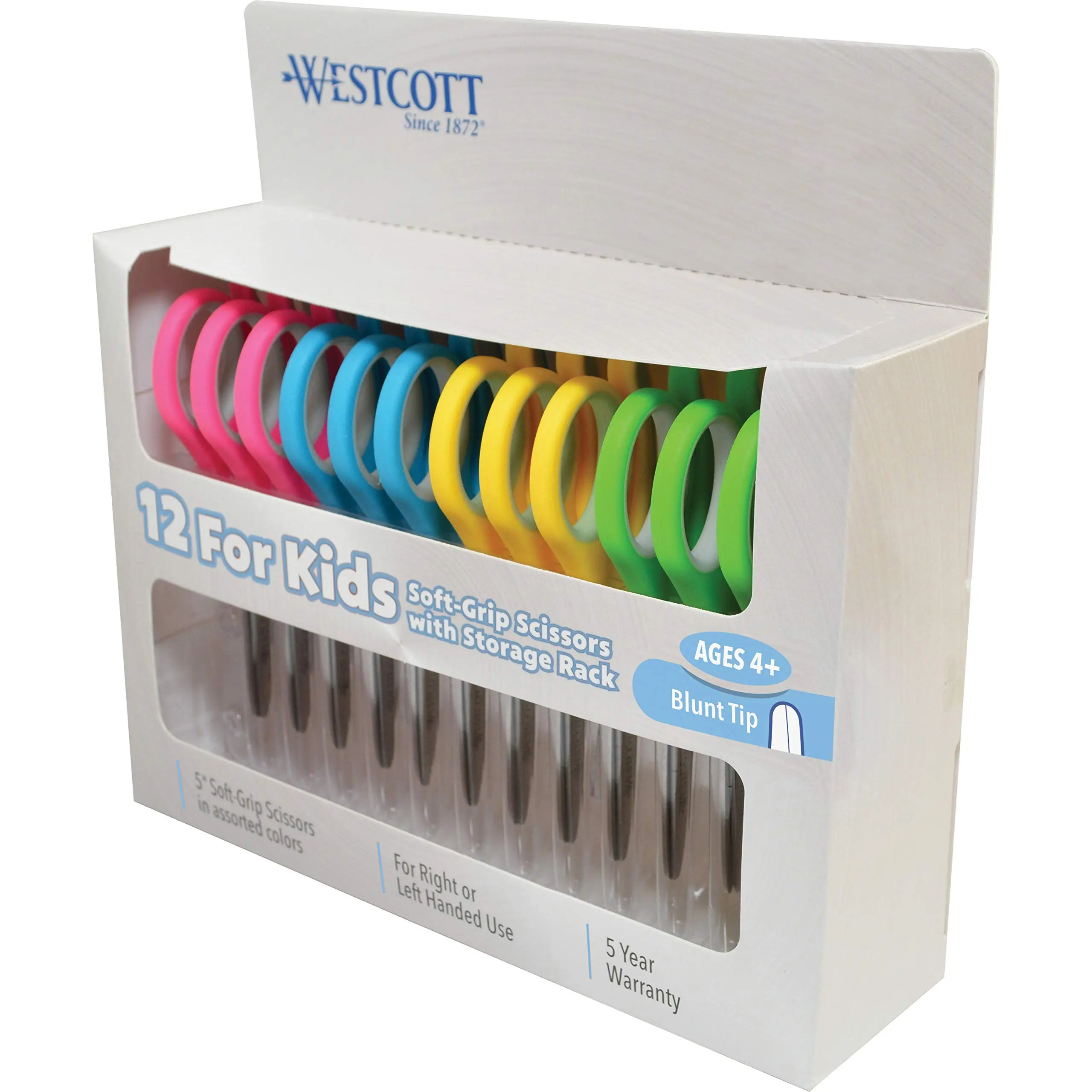 Westcott Soft Handle 5" Kids Scissors, Blunt, Pack of 12